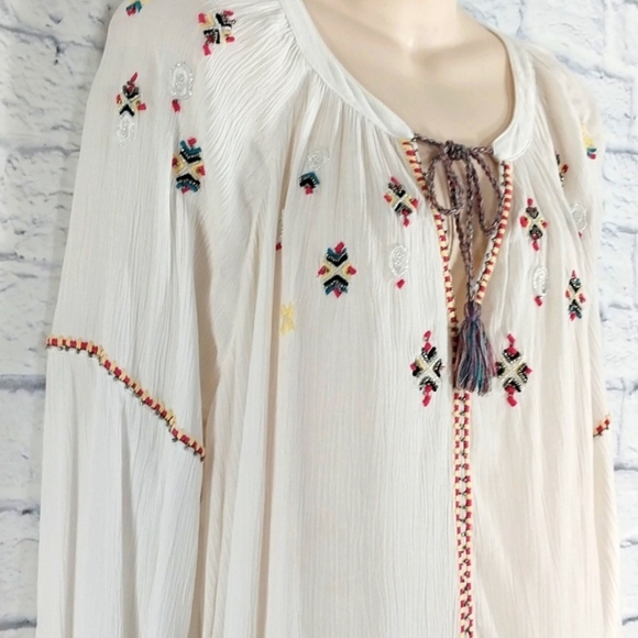 NWT Jessica Simpson Top Beaded Embroidered Peasant Boho  Sz 1X - Picture 5 of 8